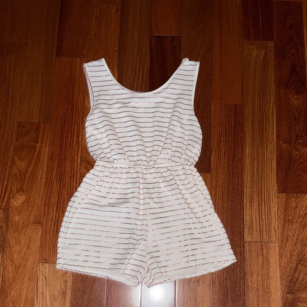 Charming White Striped Kids Romper